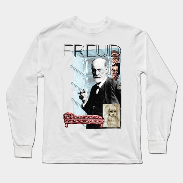 Sigmund Freud Collage Portrait Long Sleeve T-Shirt by Dez53